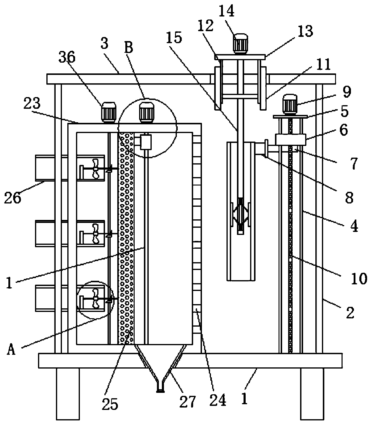 Dust removal device for paper core tube production and processing