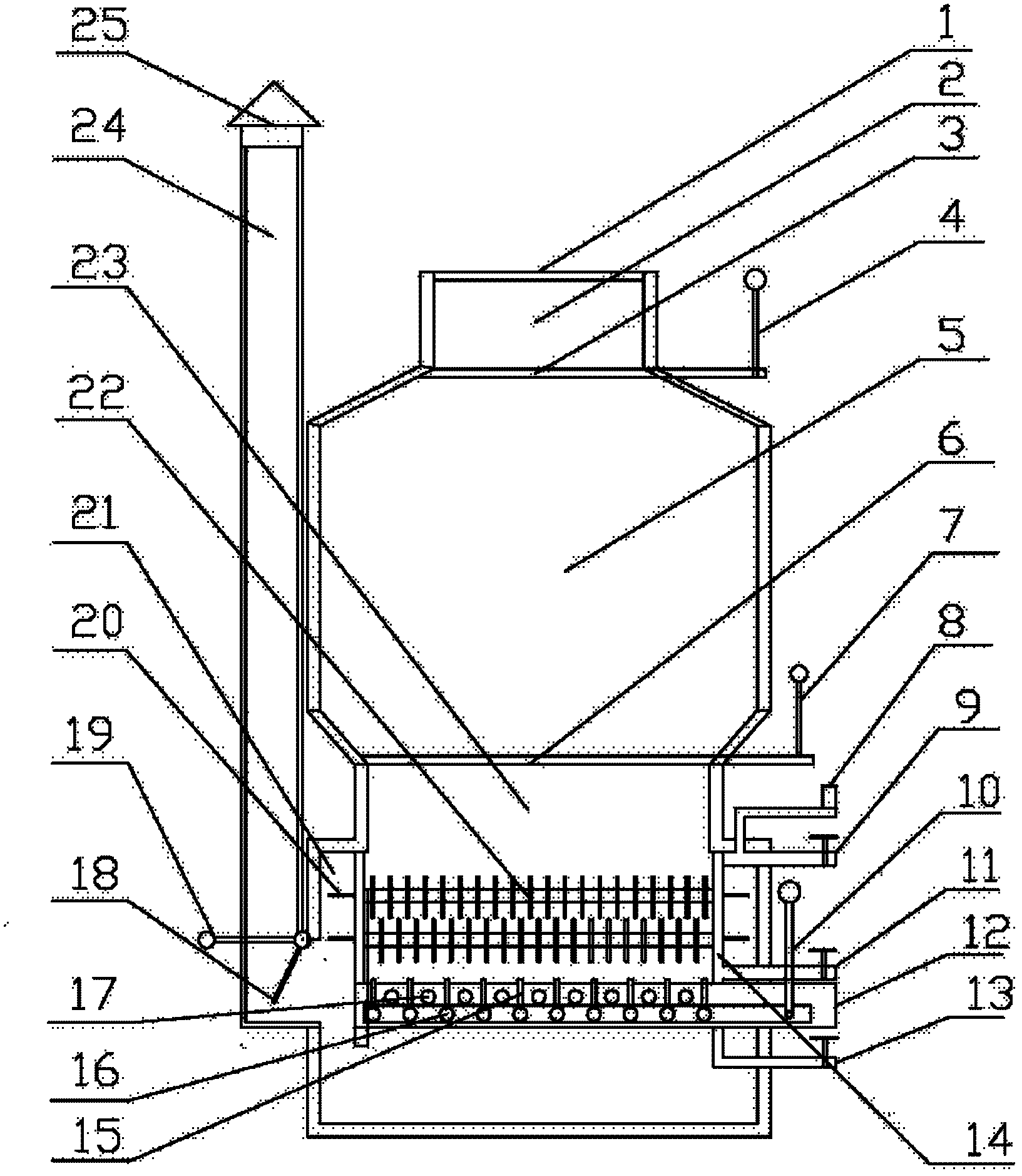 Inverted grate-firing boiler