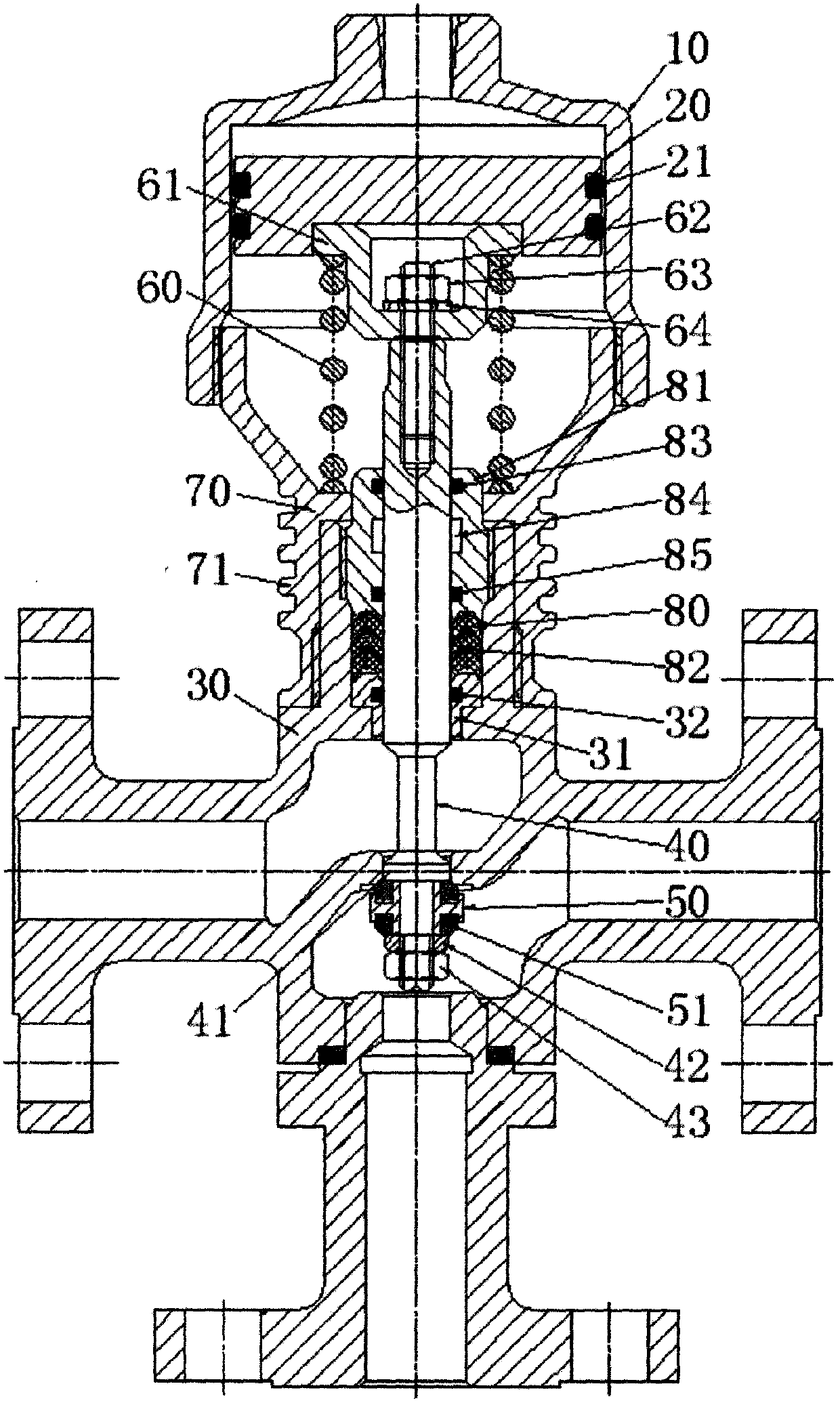 A single-spring piston type pneumatic two-position shut-off valve