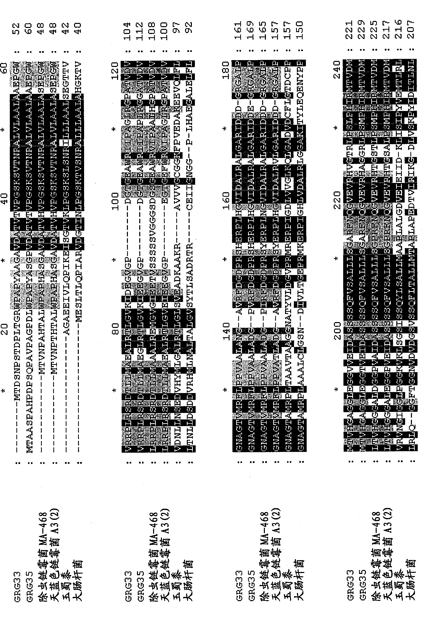 Grg33, grg35, grg36, grg37, grg38, grg39, and grg50: novel epsp synthase genes conferring herbicide resistance