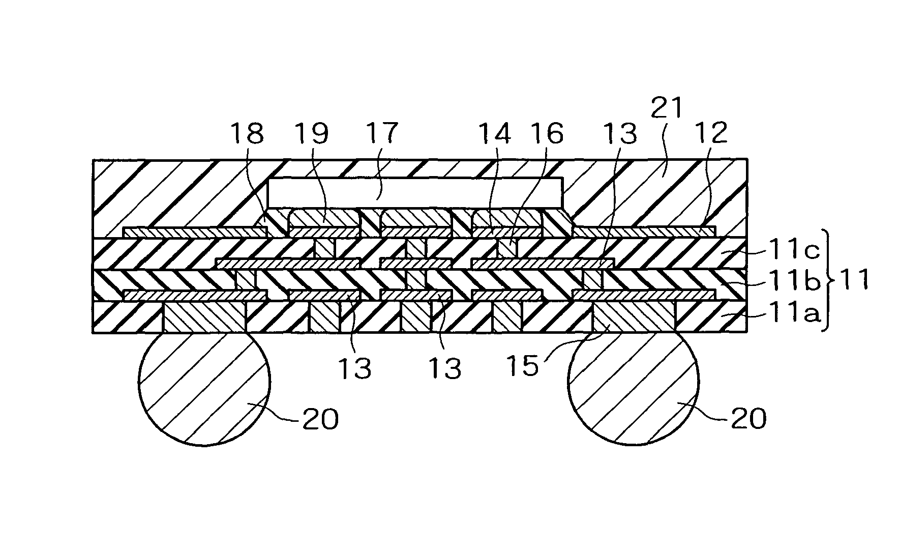 Multilayered wiring board, semiconductor device in which multilayered wiring board is used, and method for manufacturing the same