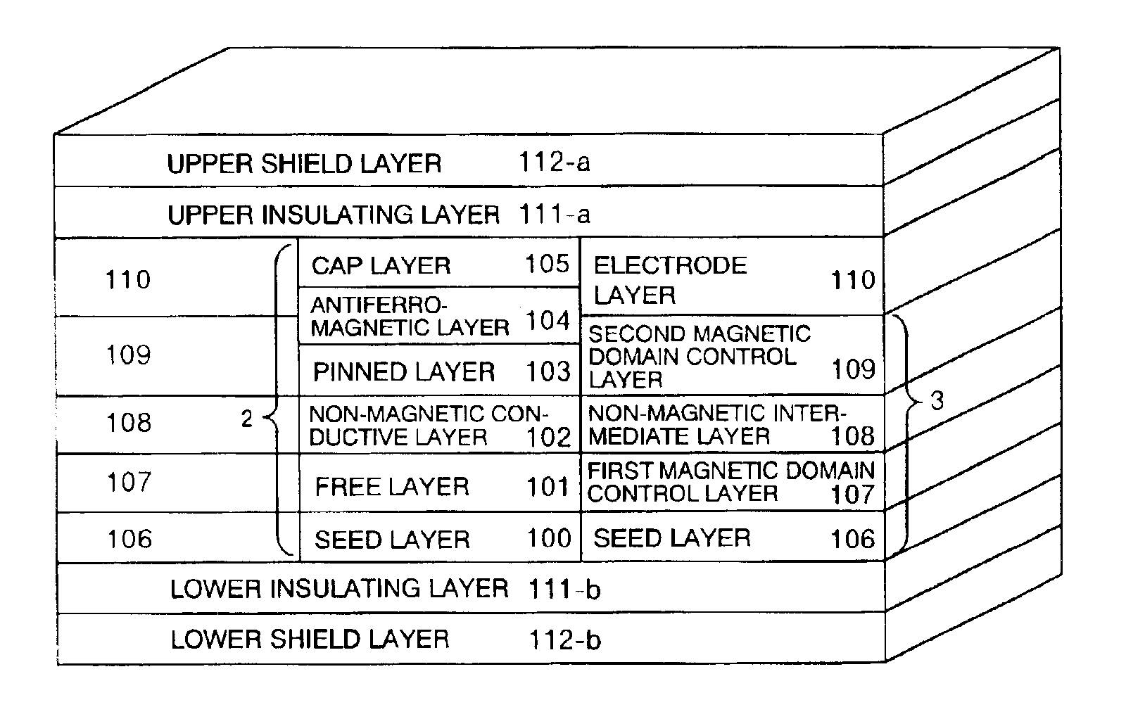 Recording/reproducing separated type magnetic head having differential bias type magnetic domain control structure