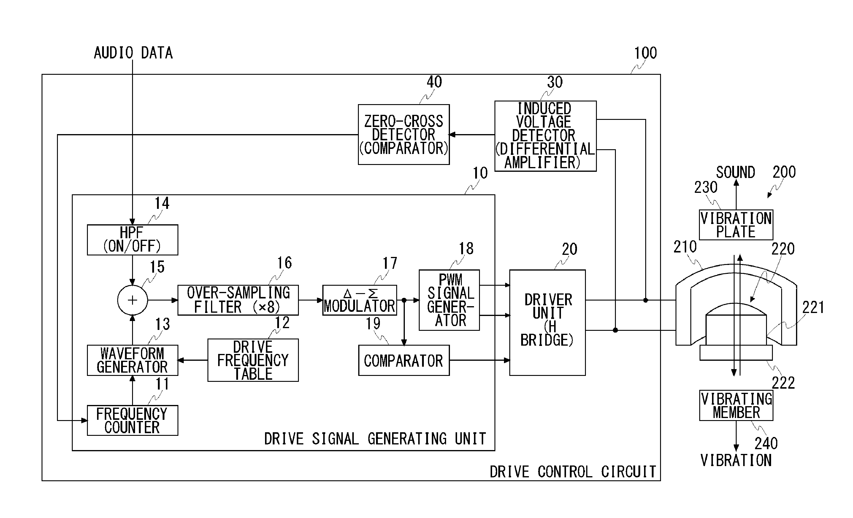 Drive control circuit for vibration speaker