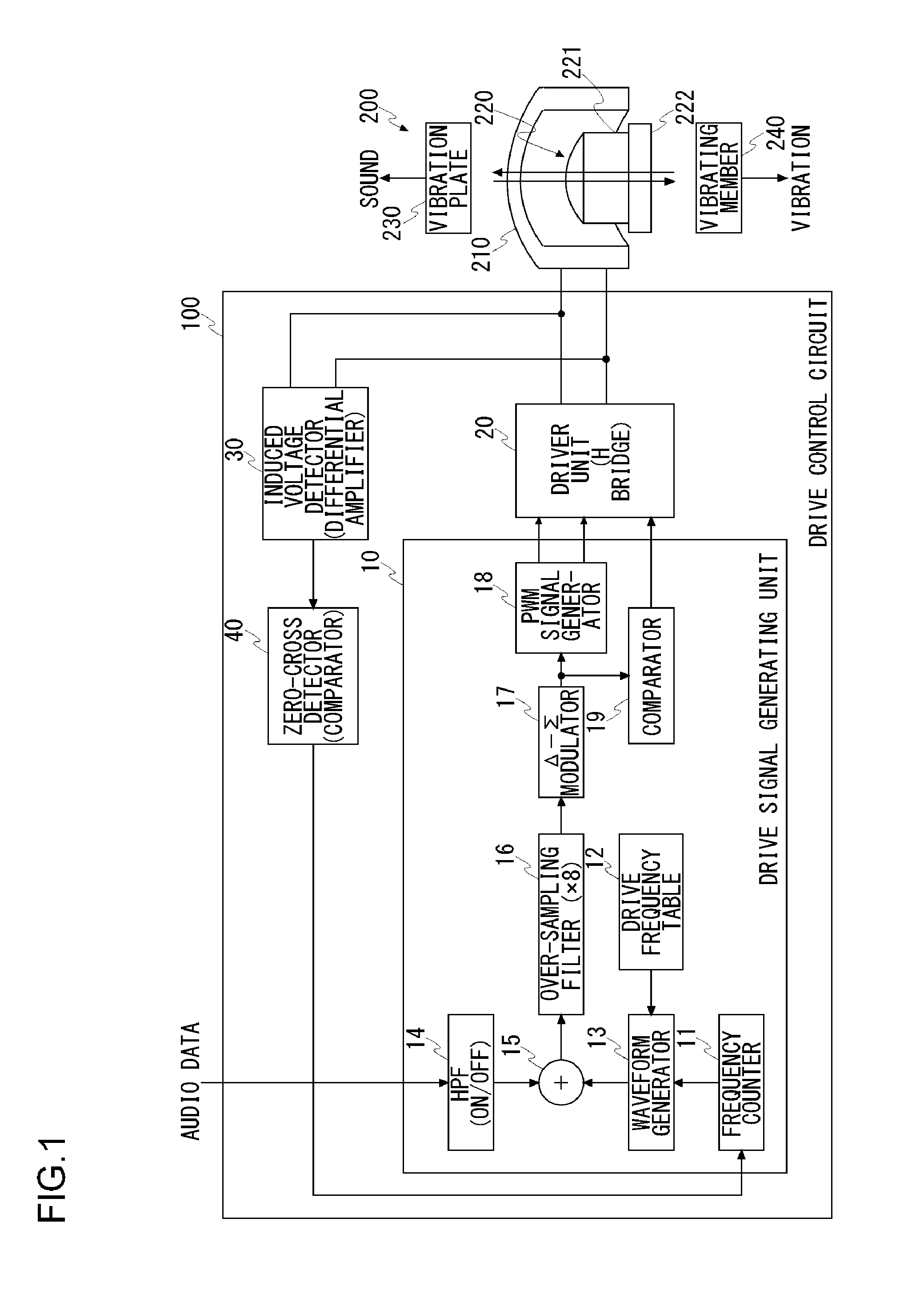 Drive control circuit for vibration speaker