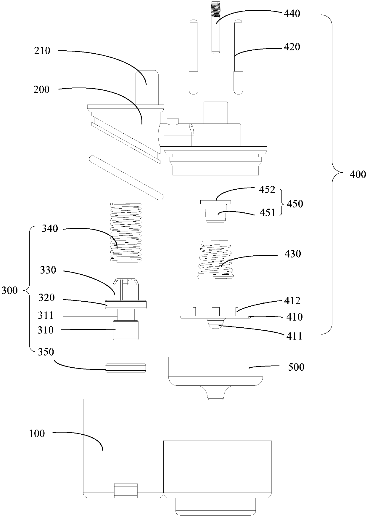 Pressure switch device, vacuum pumping device, stirring cup assembly and food processor