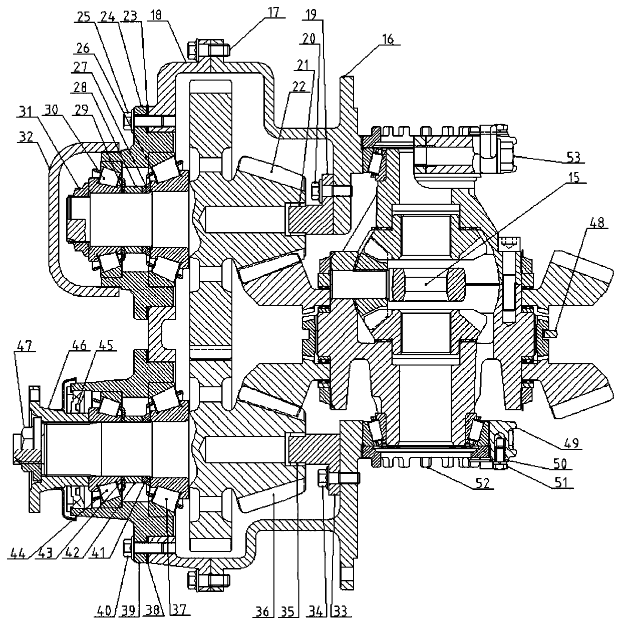 Double-bevel gear drive axle double-speed reducer structure