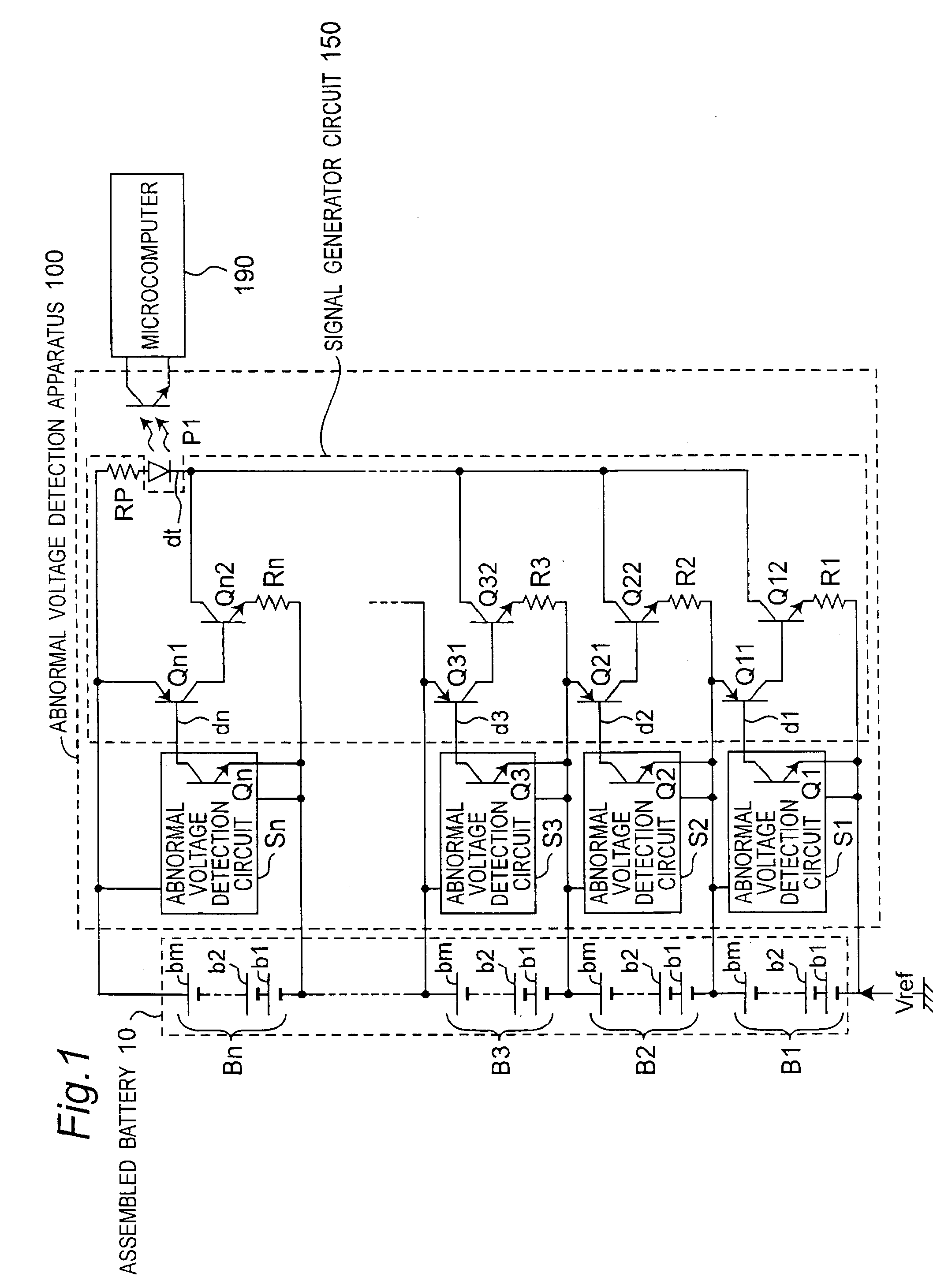 Abnormal voltage detection apparatus for detecting voltage abnormality in assembled batterey