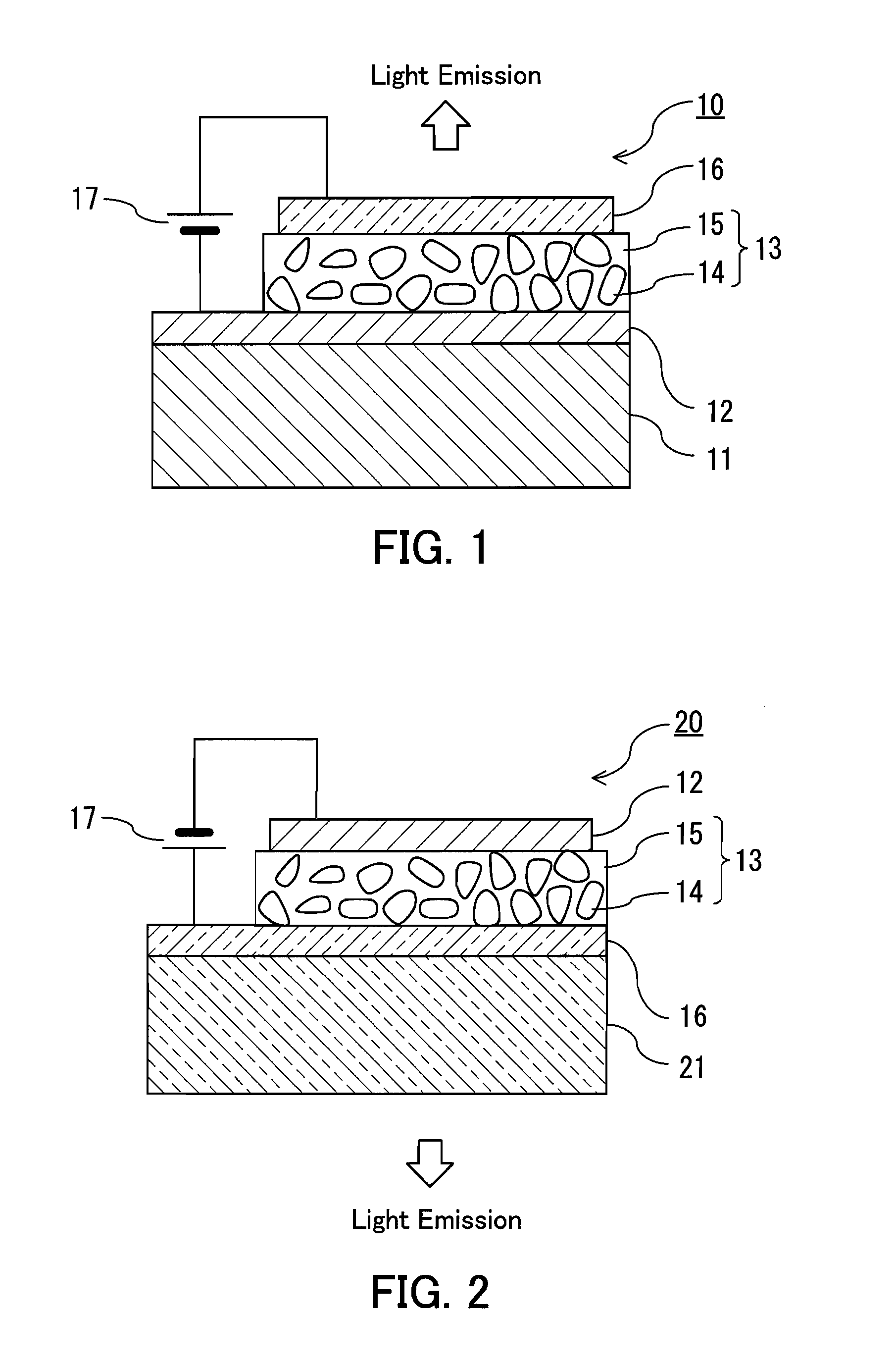 Light emitting device having inorganic luminescent particles in inorganic hole transport material