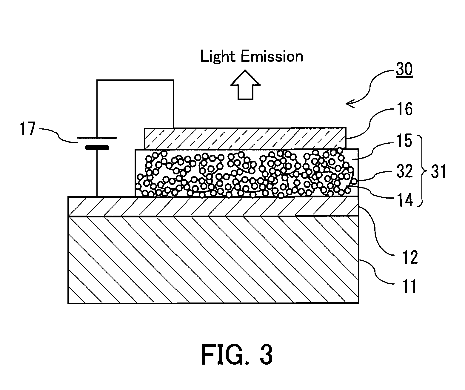 Light emitting device having inorganic luminescent particles in inorganic hole transport material