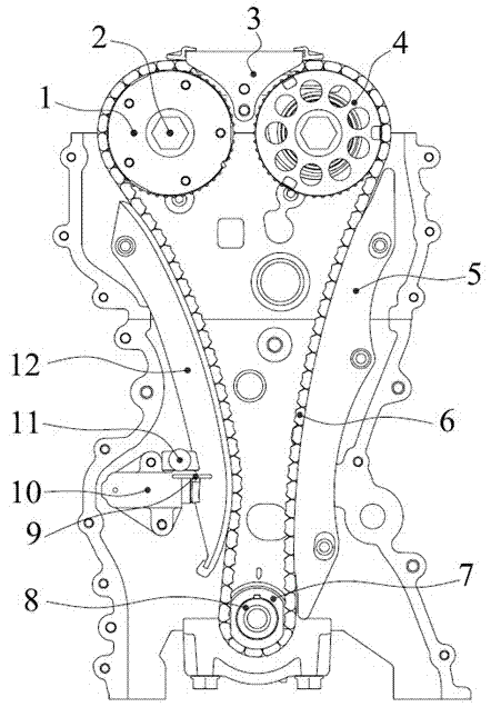 Engine timing chain system assembly tool and an assembly method