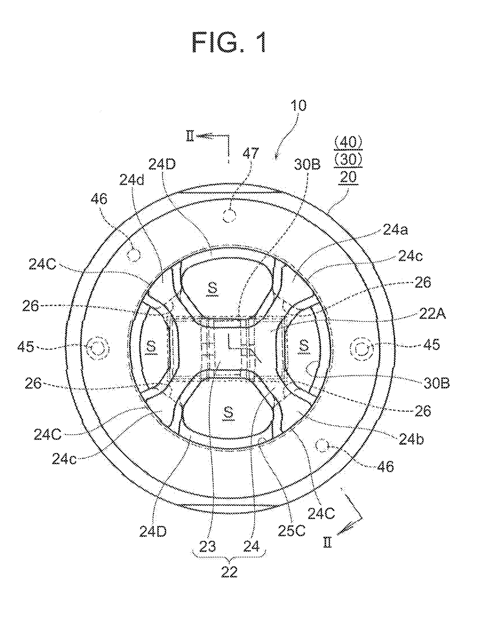 Extrusion die for forming hollow material