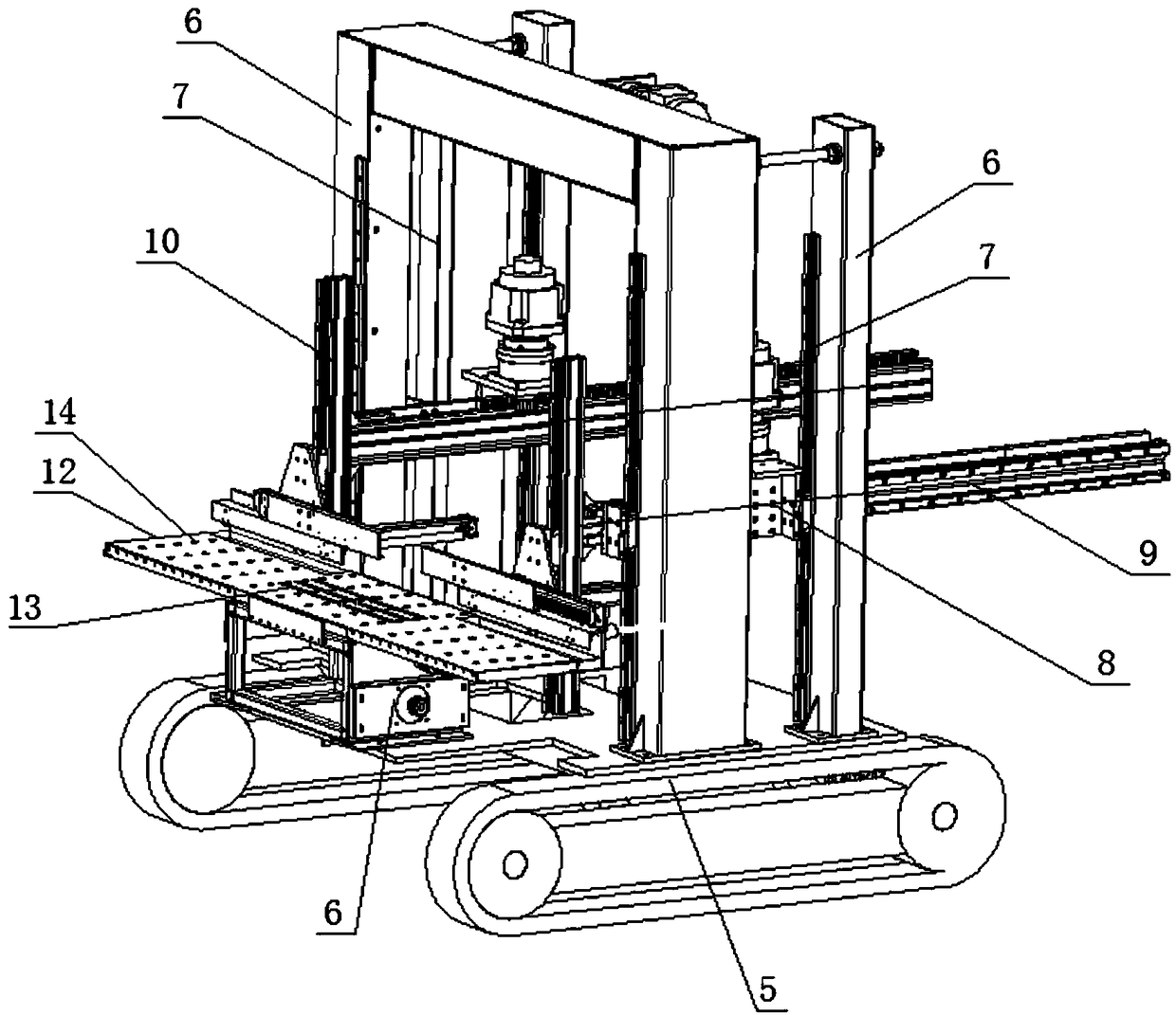 Conveyor belt box stacking device and stacking method