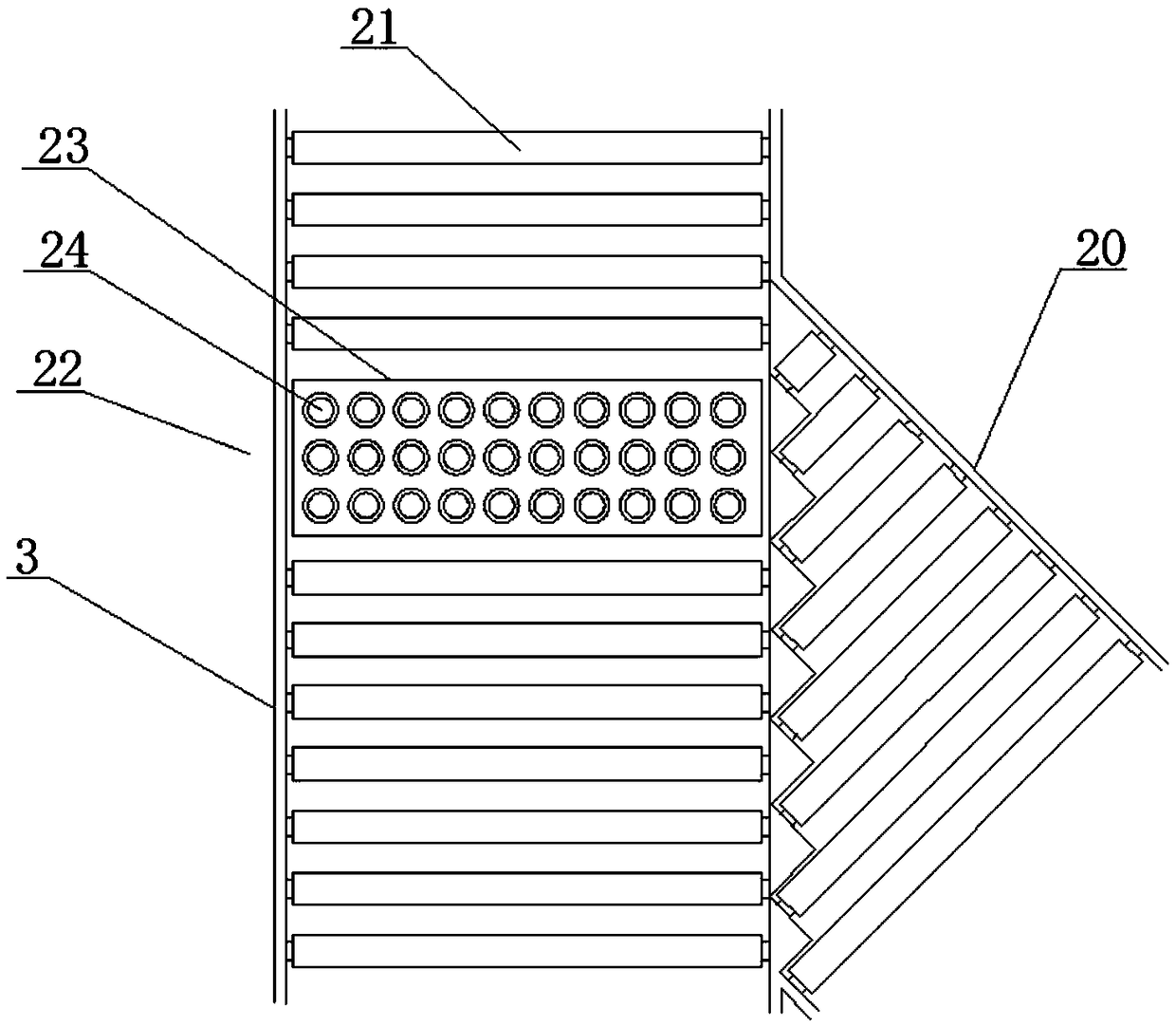 Conveyor belt box stacking device and stacking method