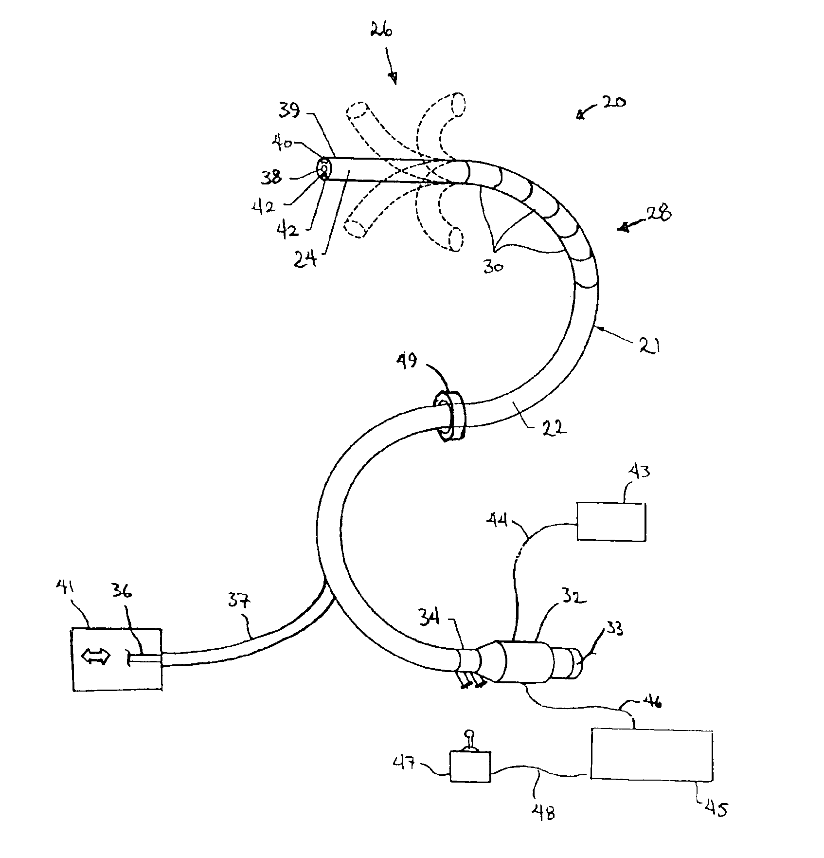 Endoscope with single step guiding apparatus