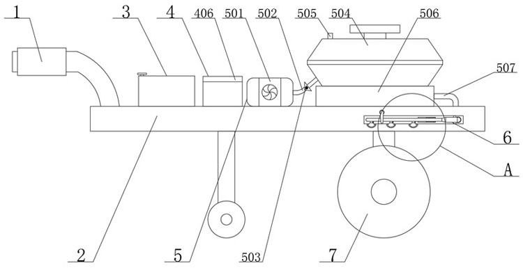 Spraying device for mango planting with adjustment function