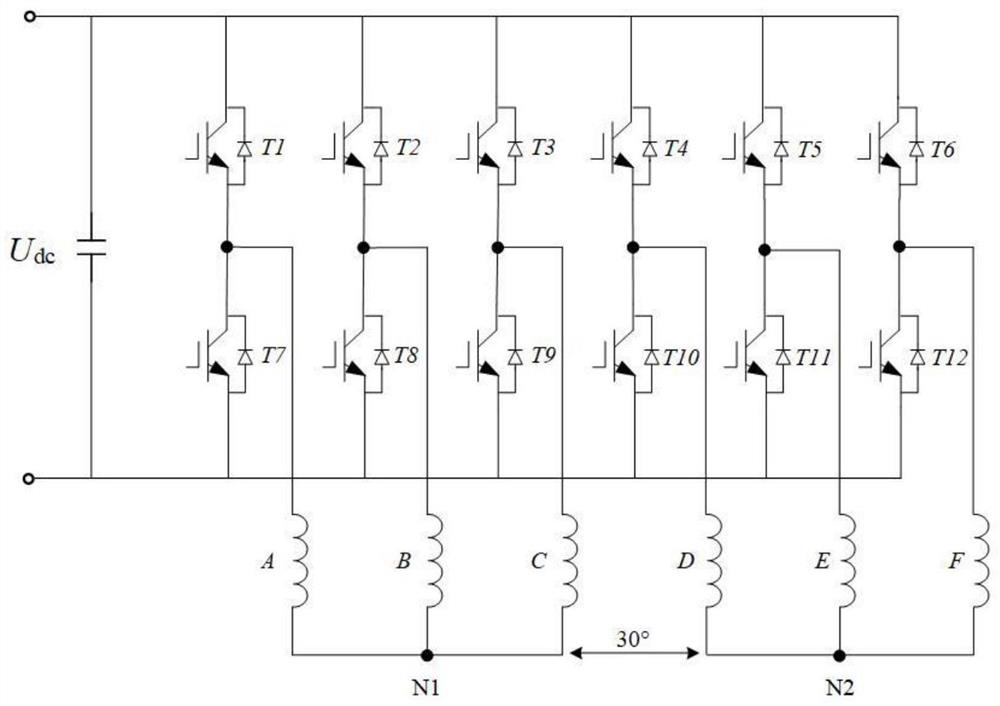 Six-phase motor driving system fault diagnosis method based on vector space decoupling