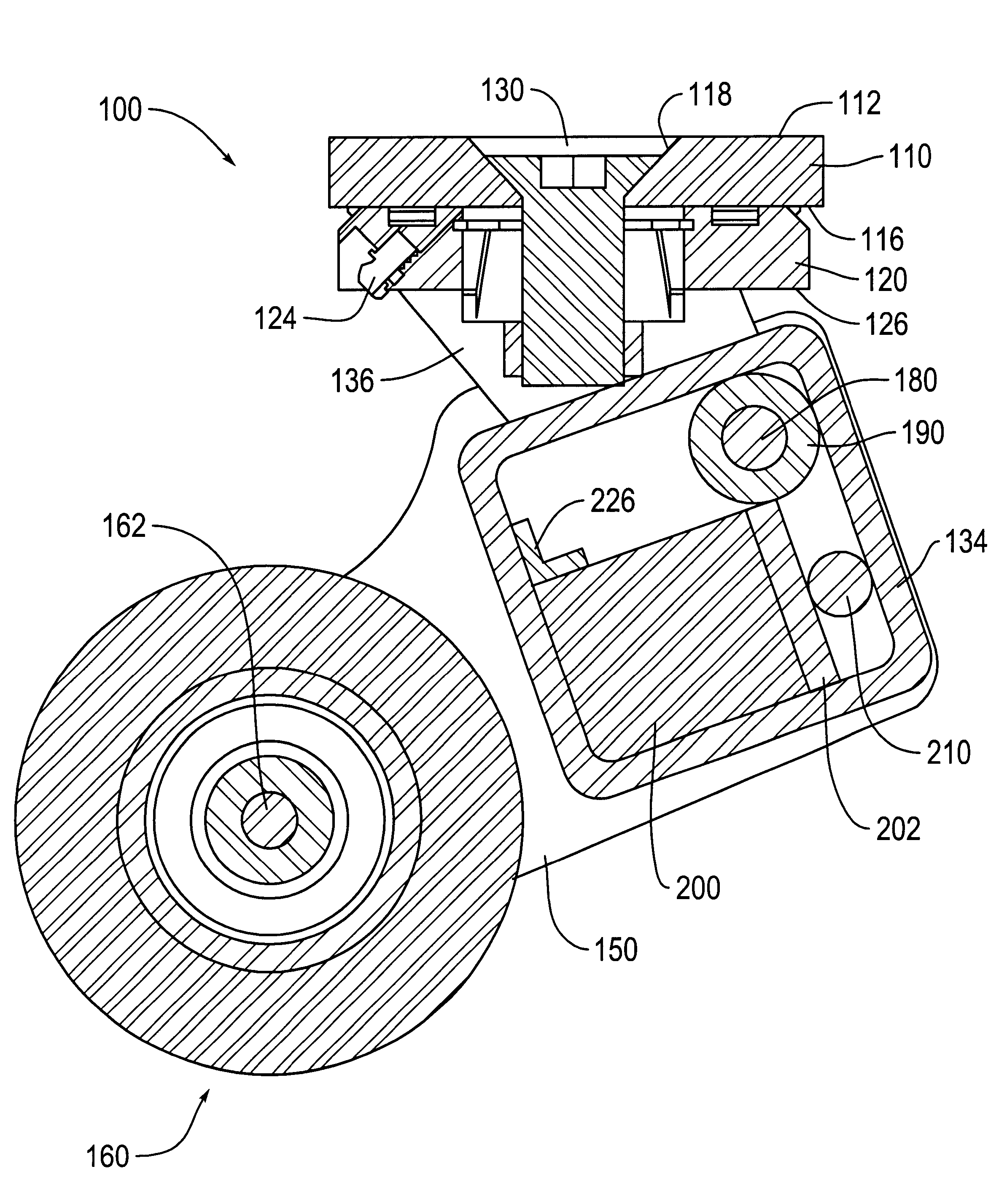Industrial caster wheel with elastomeric spring/damper member