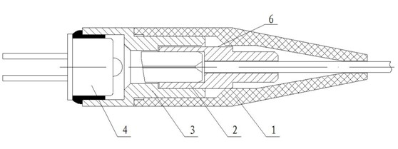 Adhesive structured pigtail type detector