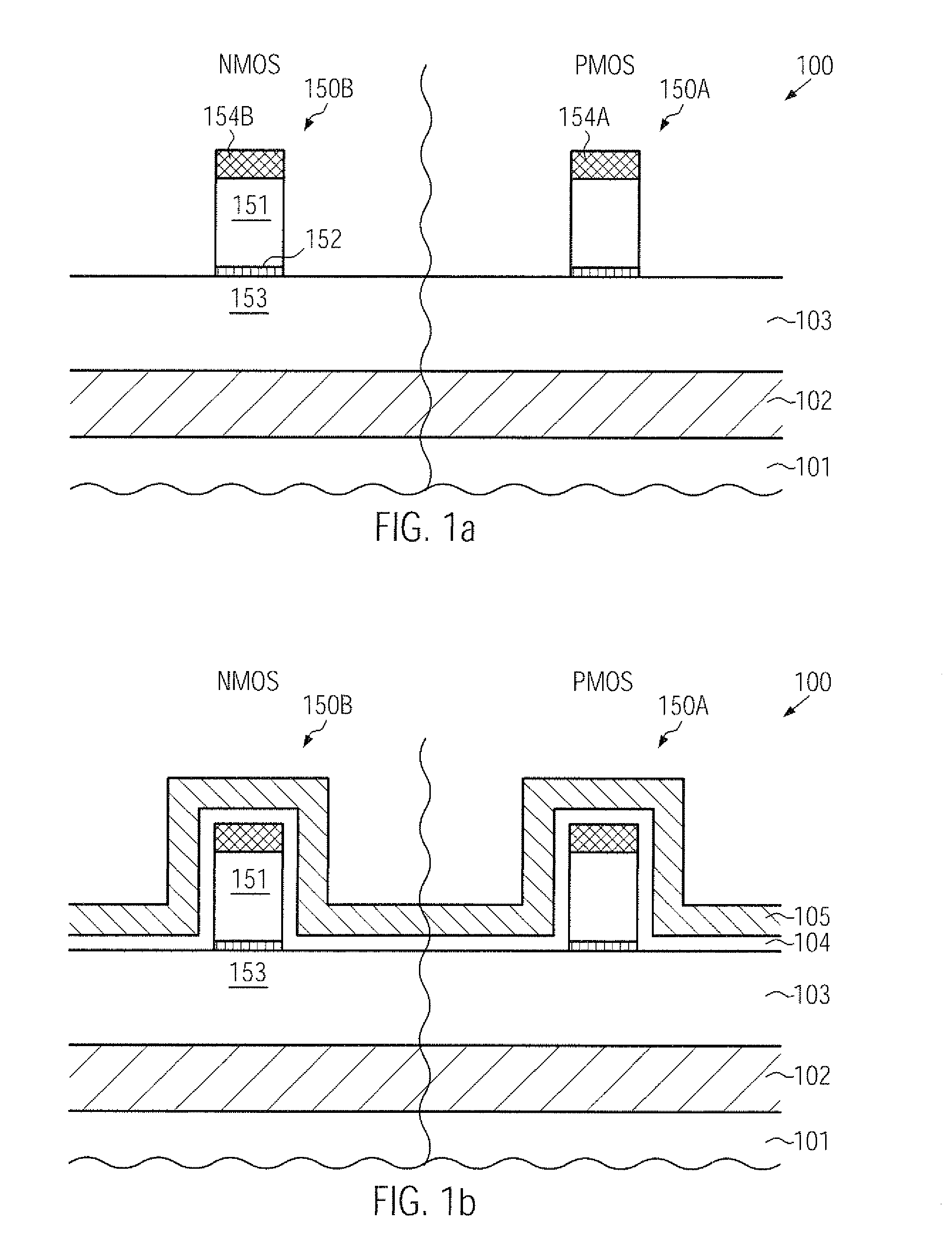 CMOS device comprising an nmos transistor with recessed drain and source areas and a pmos transistor having a silicon/germanium material in the drain and source areas