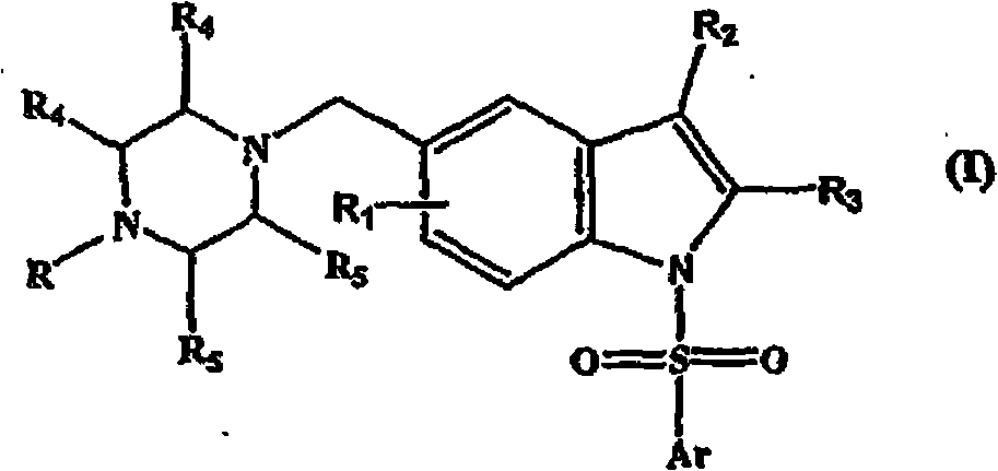 5-(heterocyclyl)alkyl-N-(arylsulfonyl)indole compounds and their use as 5-HT6 ligands