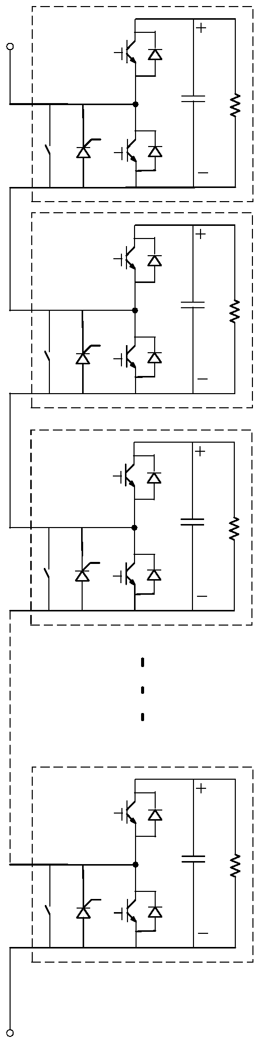 A test circuit and method for a converter valve module