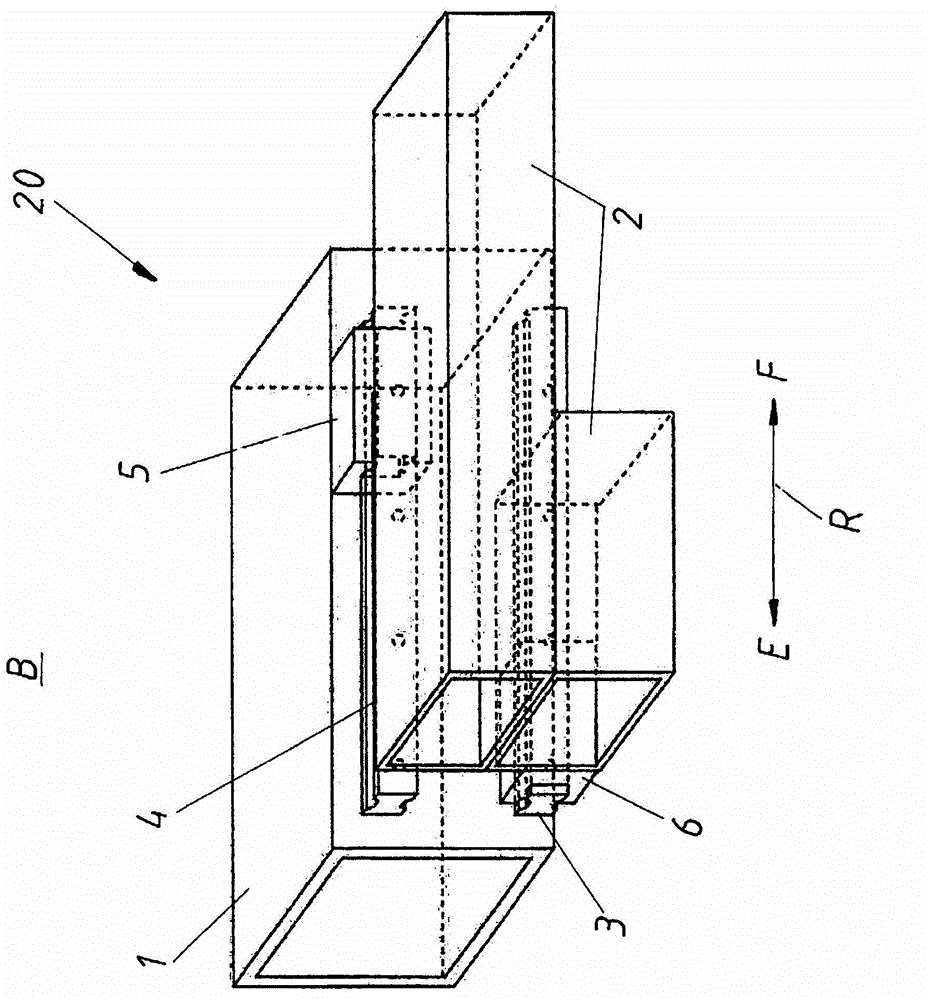Telescoping operating arm, operating device and injection moulding device