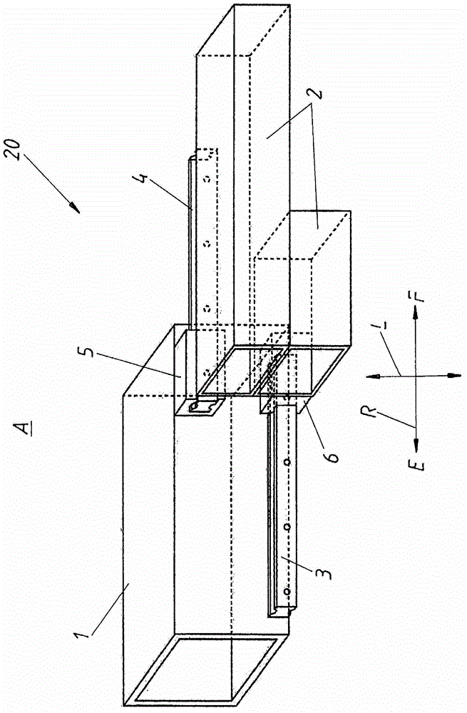 Telescoping operating arm, operating device and injection moulding device