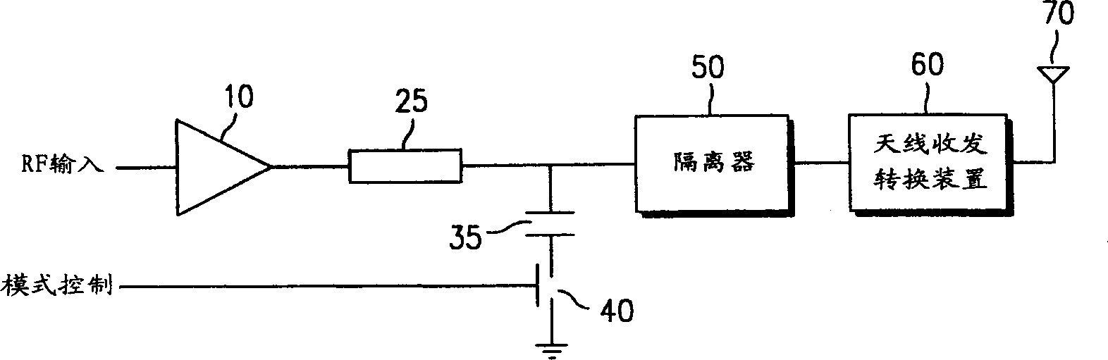 Electric efficiency raising circuit of radio-frequency power amplifier in double-mode mobile telephone