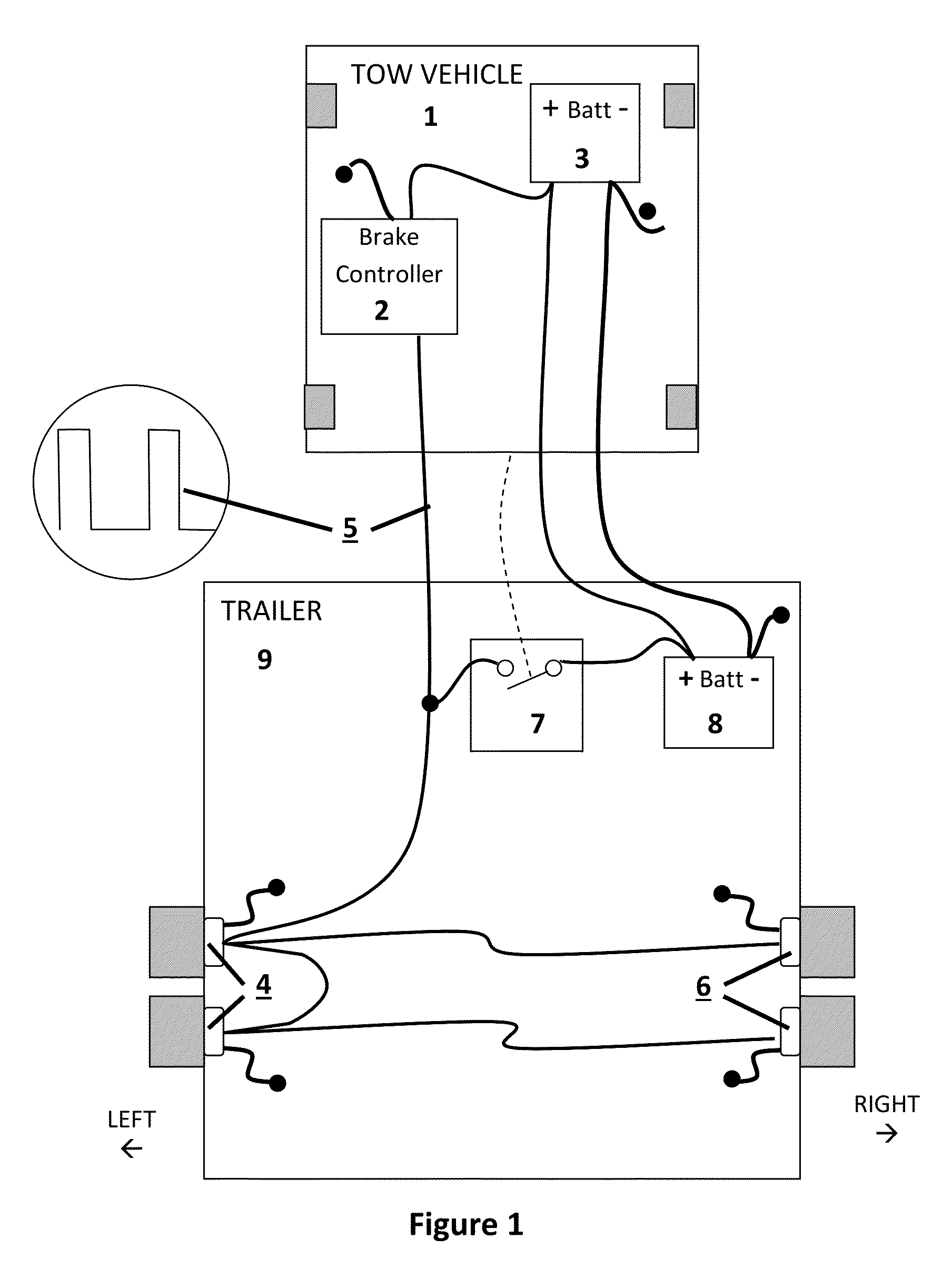 Trailer sway detection and method for reducing trailer sway utilizing trailer brakes