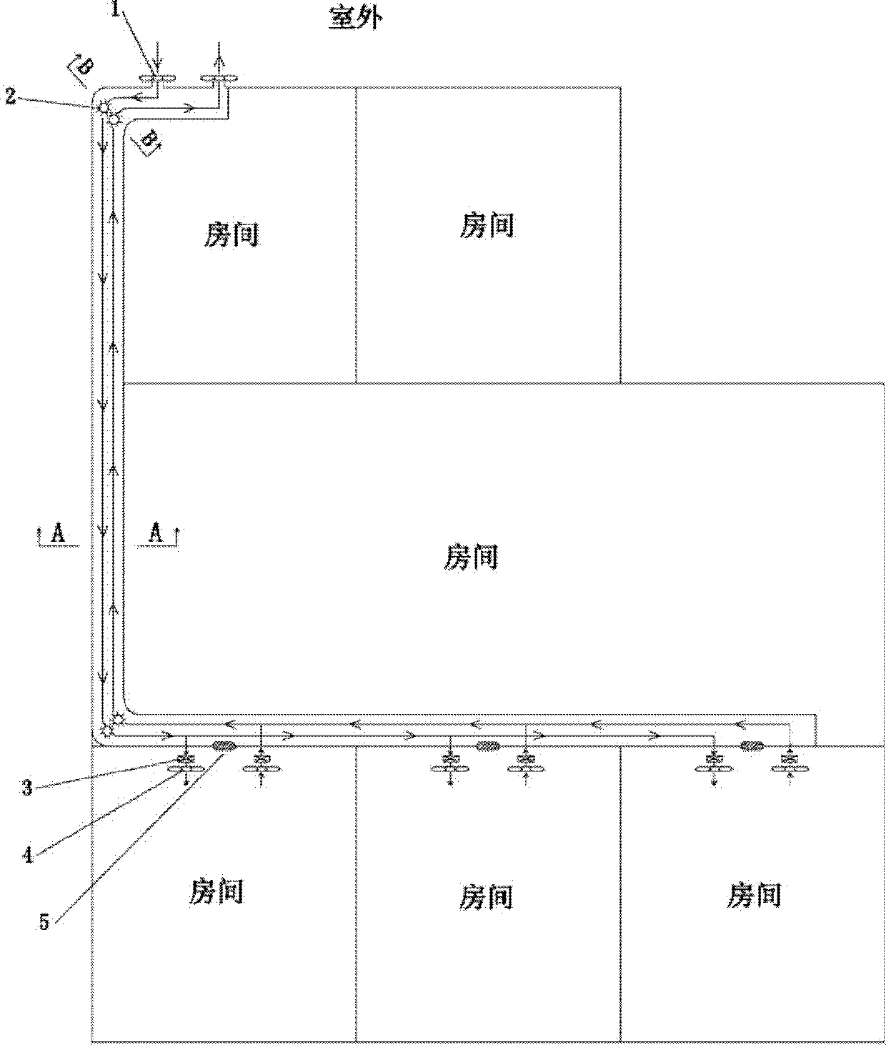 Linear special-shaped pipe type building heat exchange and ventilation system