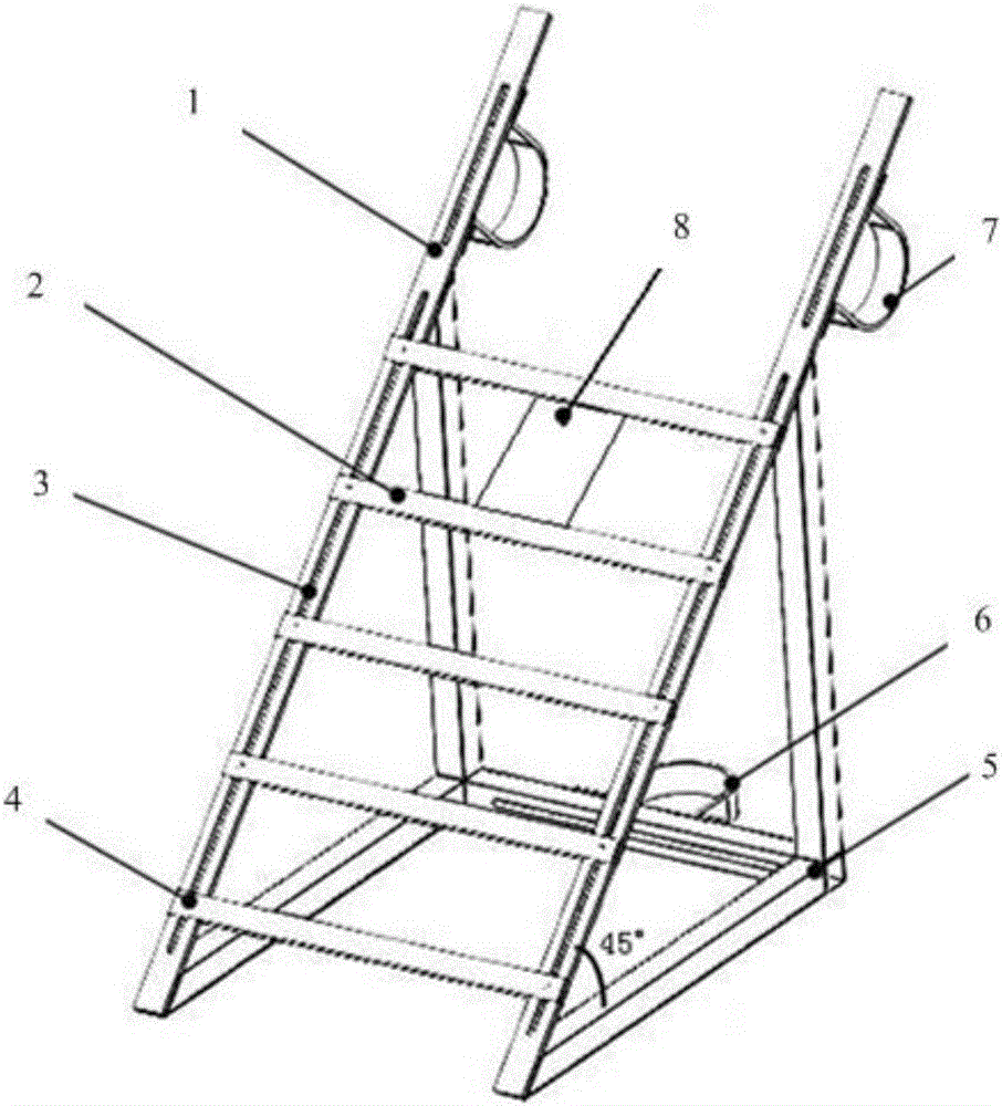 Fixing frame for metal sample sheet atmospheric corrosion exposure test