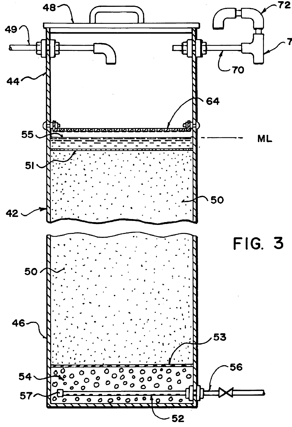 Slow sand filter for use with intermittently flowing water supply and method of use thereof