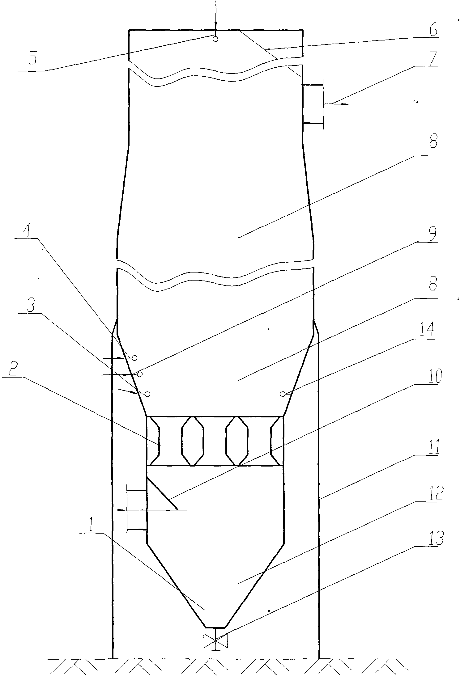 Digestive circulating fluid bed flue gas desulfurization method and device