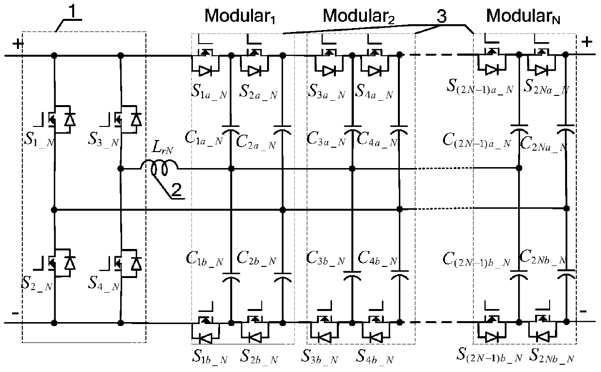 Multiphase resonance bridge type modular multi-level switch capacitor converter