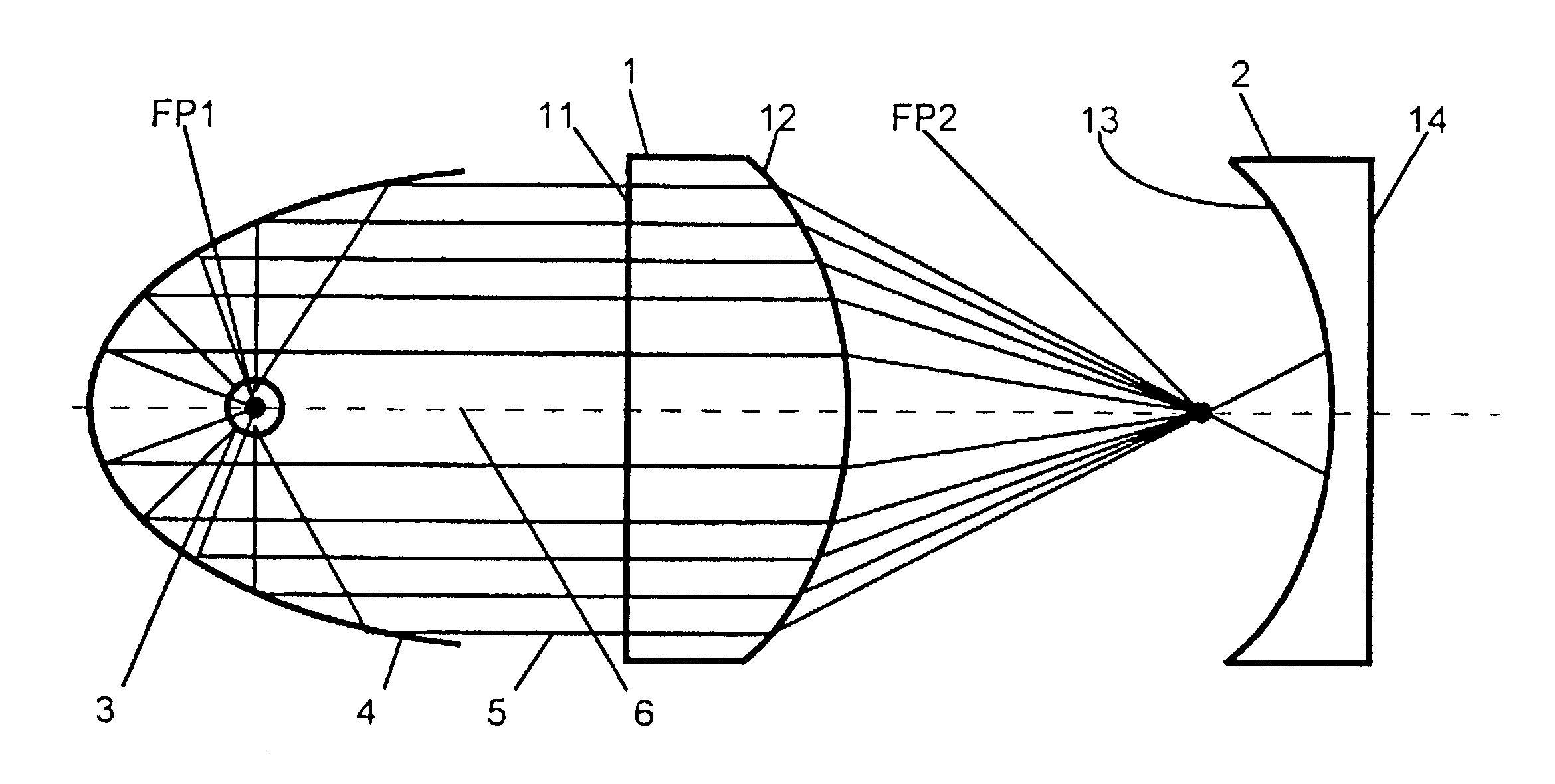 Zoomable beamspreader with matched optical surfaces for non-imaging illumination applications