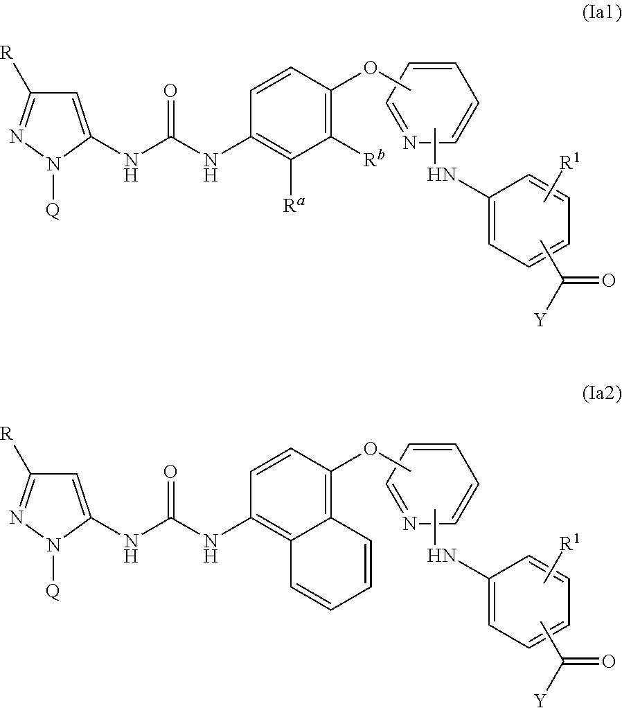 Pyrazolyl-ureas as kinase inhibitors