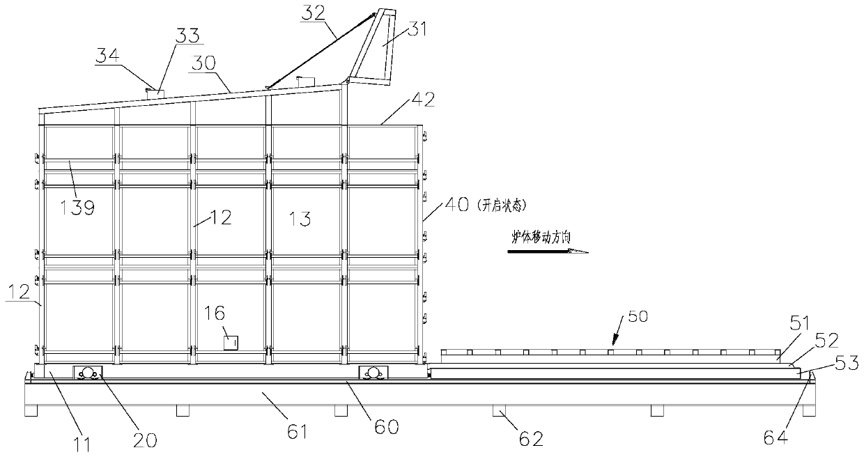 Large-sized volume-varied movable thermal treatment furnace