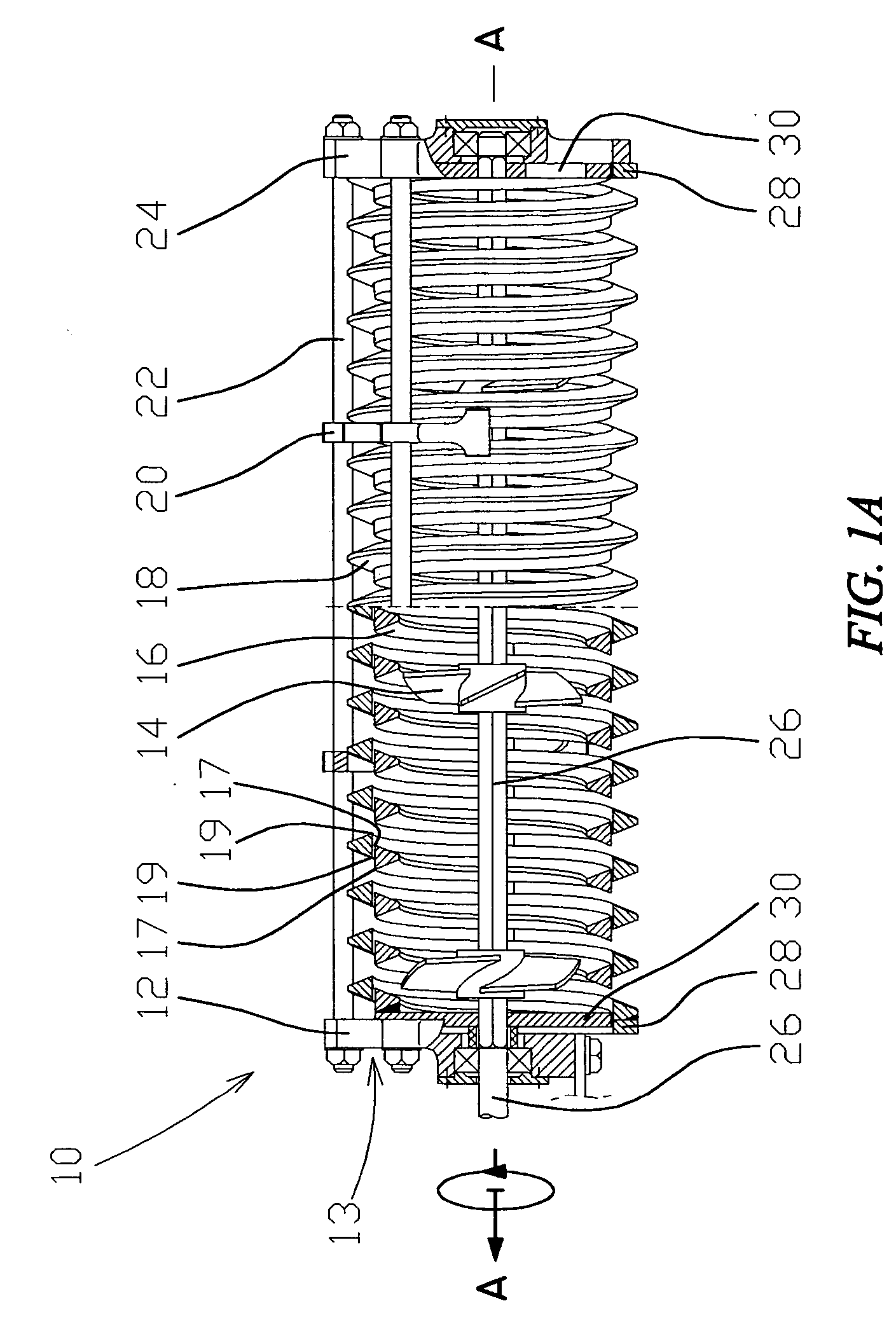 Cutting device with spiral blades