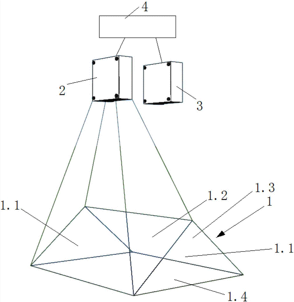 Two-wing holographic projection sand table device for three-dimensional line model roaming, and projection method implemented by device