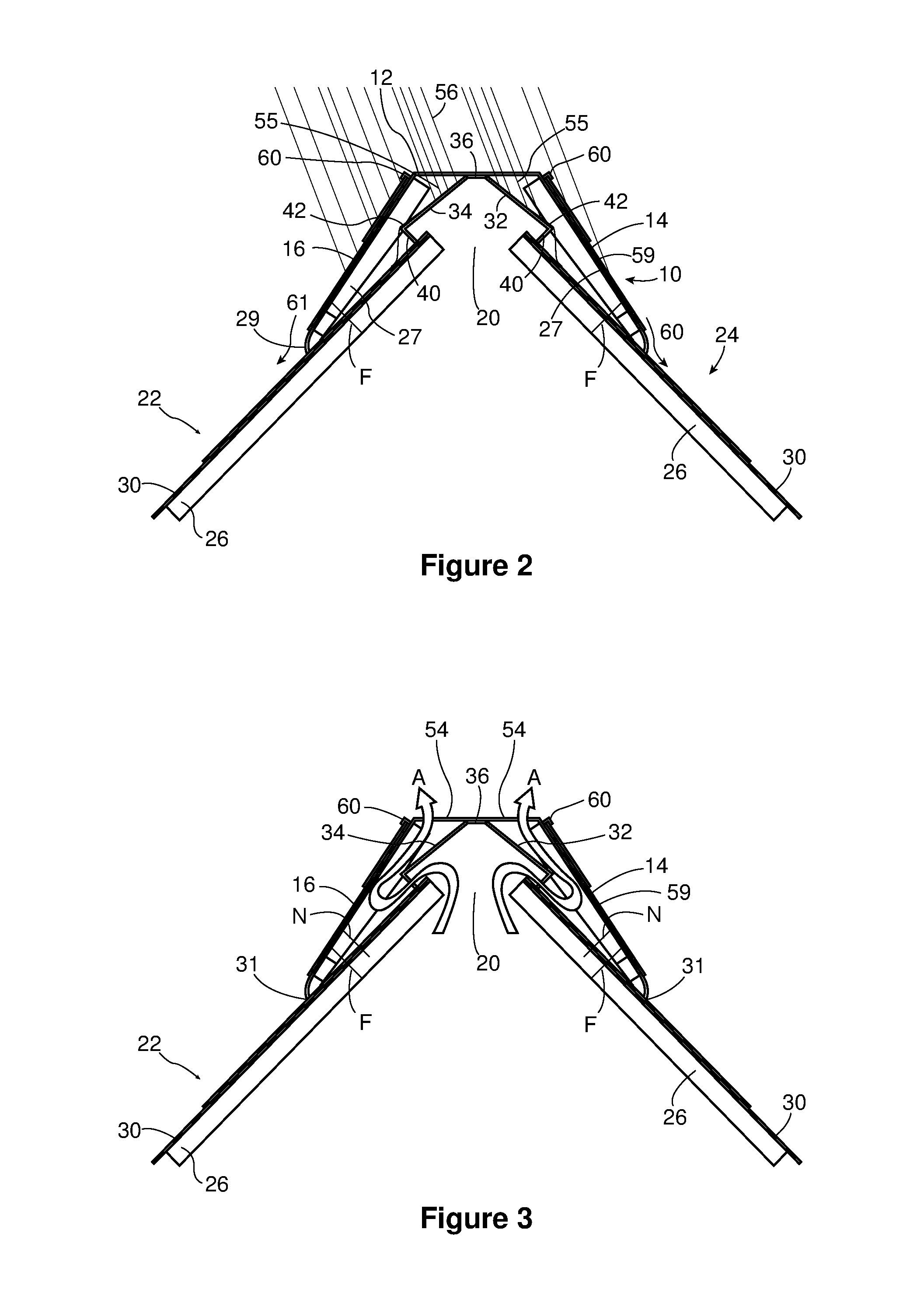 Upwardly venting ridge vent and method of using same