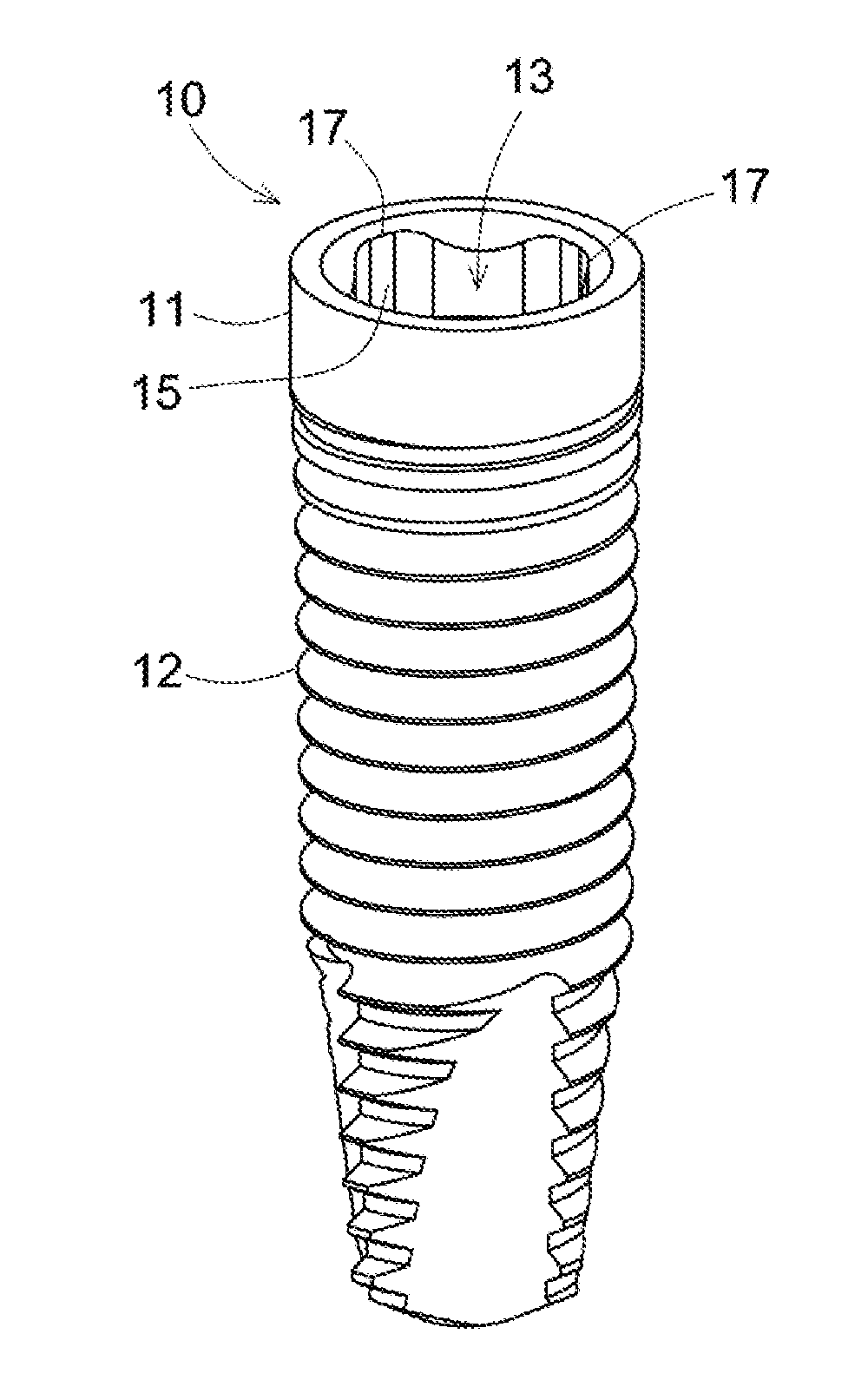 Set of a dental implant and prosthetic components, including a transepithelial sleeve with an Anti-rotational upper connection