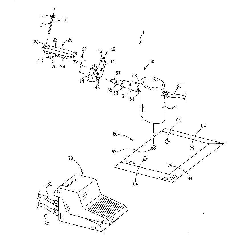 Inflating device for gas packaging bag