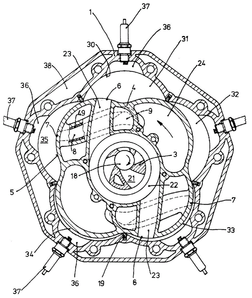 Exhaust structure of rotary piston type internal combustion engine