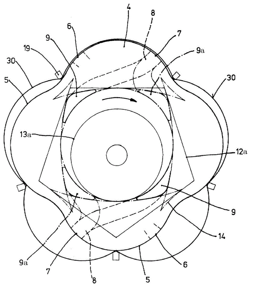 Exhaust structure of rotary piston type internal combustion engine