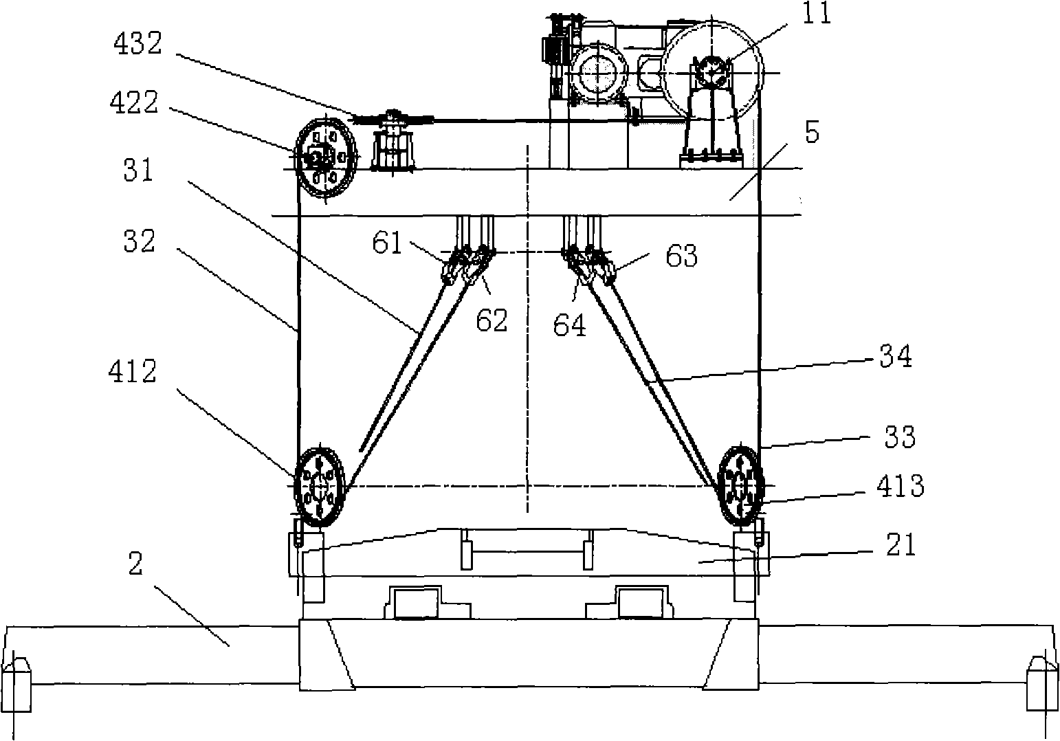 Anti-swing mechanism of container gantry crane sling