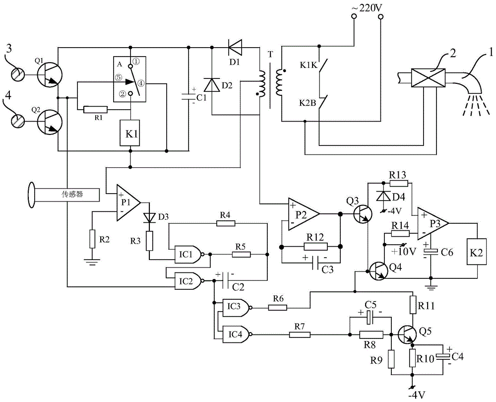 Touch type water economizer based on power amplifying circuit