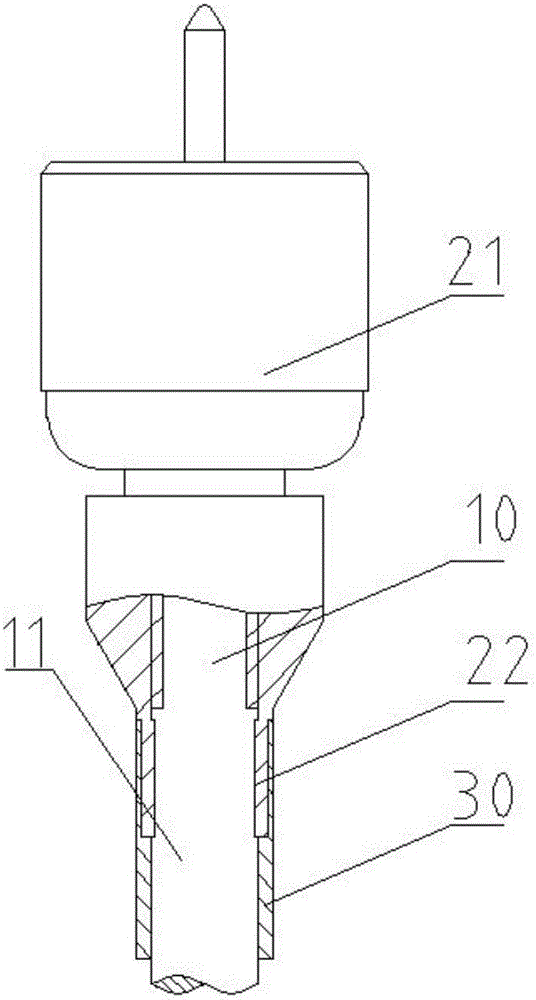 L5 connector structure for low-noise cable and connection method