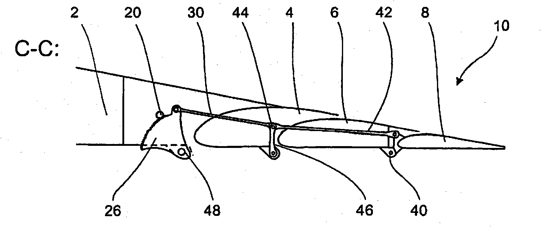 Landing flap mechanism driven by pinion gears