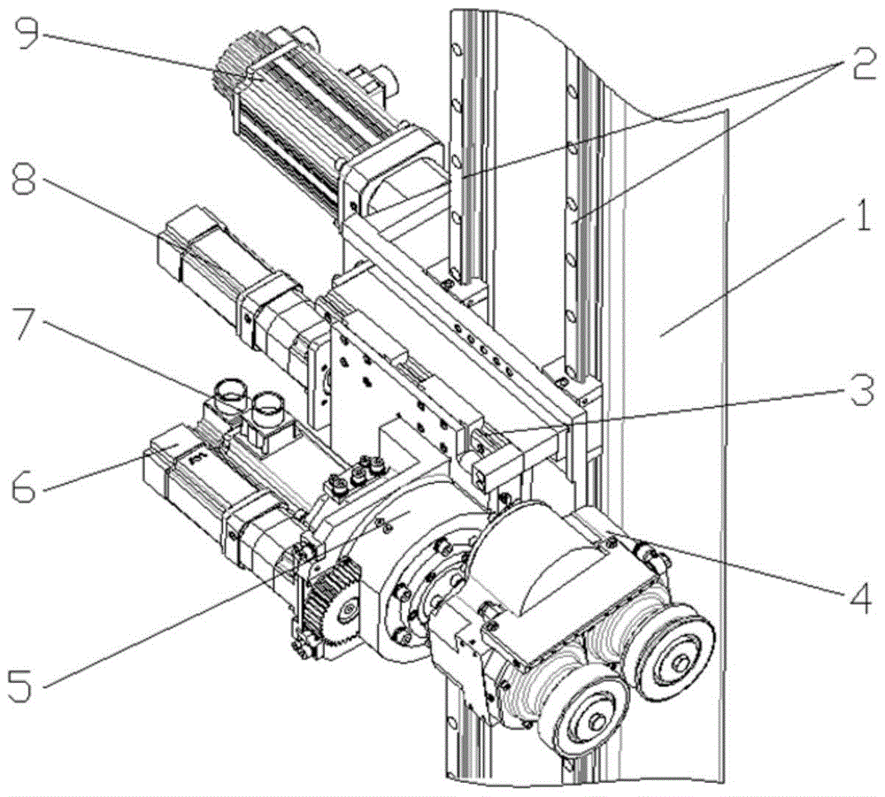 Grinding head mechanism of a vertical glass edging machine