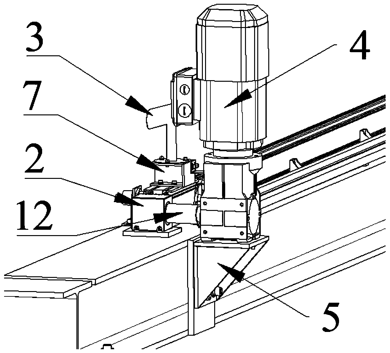 A positioning device for a concrete prefabricated slab production line